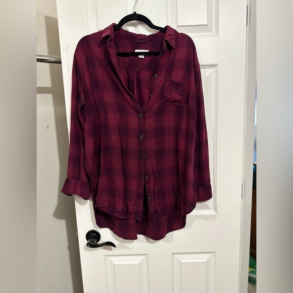Ava & Viv Tops - Plaid tunic button down